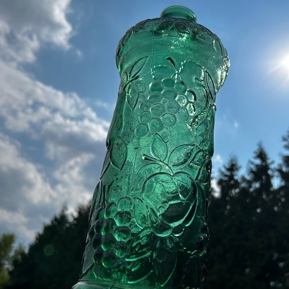 🎉HP🎉Vintage MCM  EMPOLI GLASS Decanter Bottle Fruit Pattern Italy ~ No Stopper - Picture 8 of 14